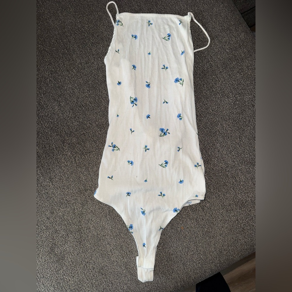 H&M Blue Floral Summer Backless Bodysuit